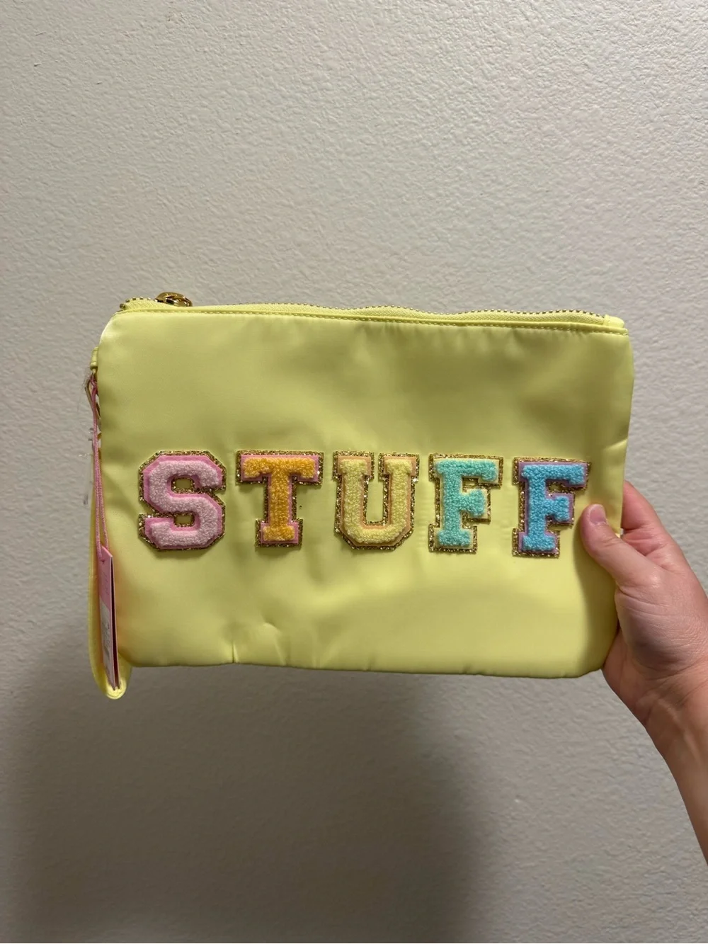Stoney Clover Lane Yellow 'STUFF' Patch Zip Pouch